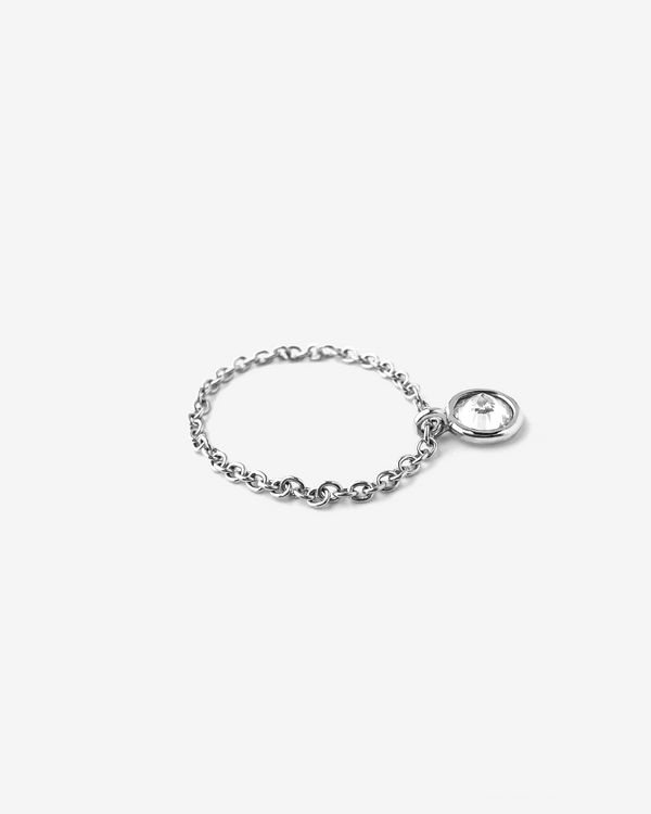 Anillo ama de cadena de oro blanco 18K y diamante