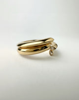 18K gold marquise section ring with diamonds