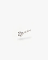 Pendiente solitario Áurea de oro blanco 18K y diamante